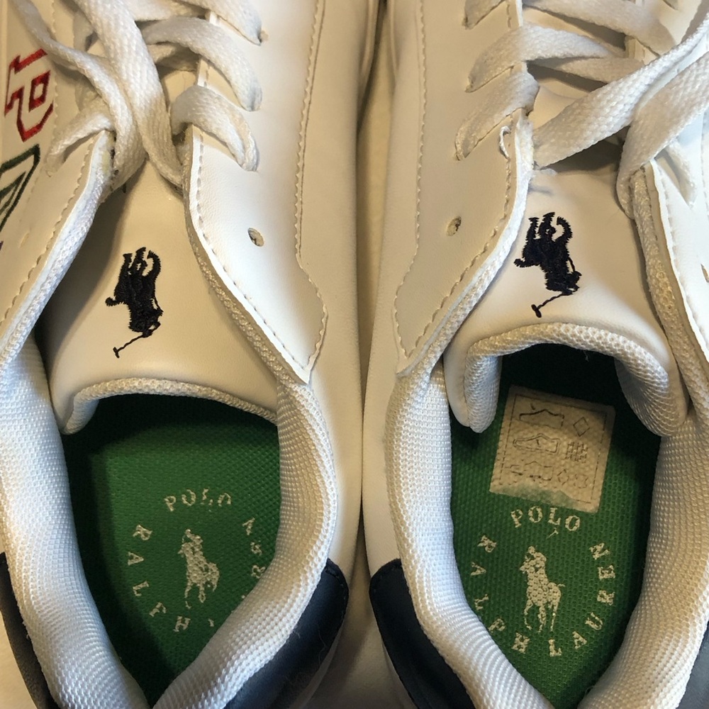 Polo by Ralph Lauren Kids White Sneakers with Multicolor Logo.Size 5 Embroidered - Picture 8 of 10